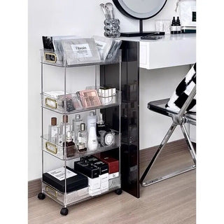 Clear Stripe Pattern Storage Rack Wagon with Casters