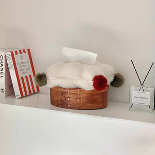 PomPom Faux Fur Tissue Case   Hanging Cover