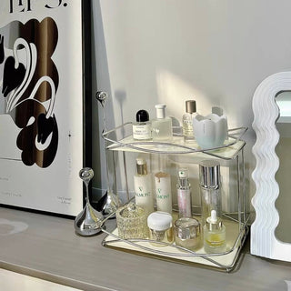 Stainless Steel Cross Frame Two-Tier Storage Rack   Cosmetic Storage