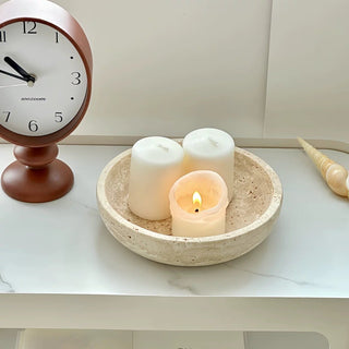Travertine Round Natural Tray Natural Marble