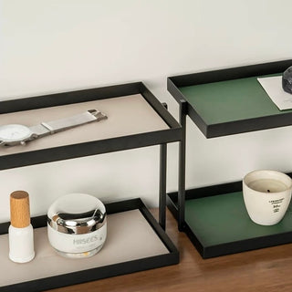 Iron Leather Rectangular Simple Two-Tier Tray  Storage Rack