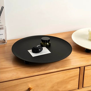 Legged Monotone Large Iron Round Tray  Cosmetic Storage