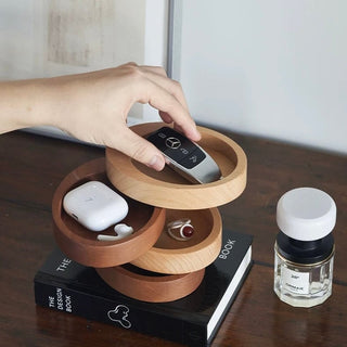 Natural Wood Sliding Tier Accessory Tray for Small Items Storage