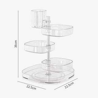 Clear Acrylic Multi-Tier Rotating Rack for Cosmetics Storage