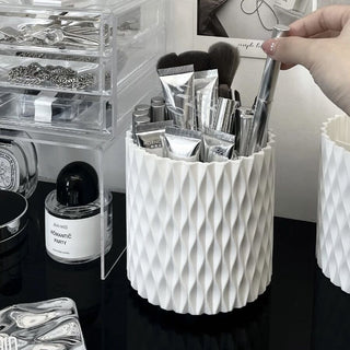 White Color 360 Degree Rotating Brush Stand Pen Holder