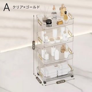 Clear Stripe Pattern Storage Rack Wagon with Casters