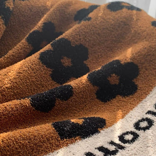 Brown floral blanket 130x170 lap blanket knit
