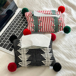 PomPom Mix Color Knit Tissue Case Cover