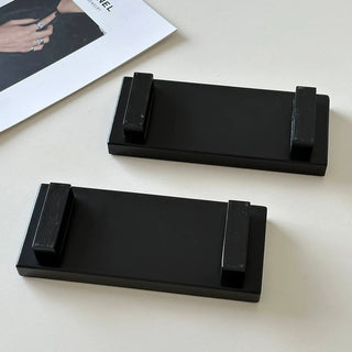 Legged Black Wood Rectangular Tray Small Item Holder Accessory Tray