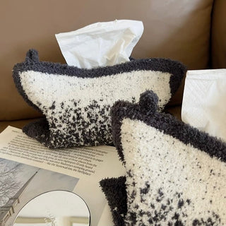 Gradient knit tissue case cover hanging gray