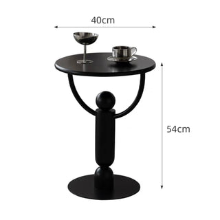 Modern Black Iron Round Compact Side Table