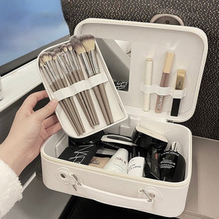 Mirror-equipped makeup box large capacity cosmetic storage pouchin  travel pouch
