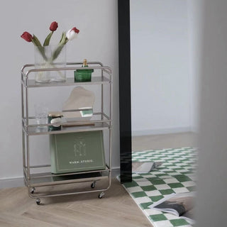 19cm wide Stainless steel slim storage rack wagon with casters