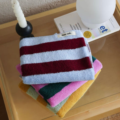 Wide Stripe Colorful Face Towel 100% Cotton Hanging Type Combed Cotton