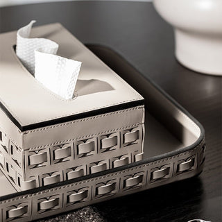Piece Set: Braided Geometric Pattern Leather Tray Tissue Box Small Item Holder  Storage Brush Stand
