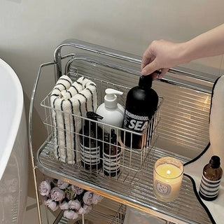 Stainless steel silver wire basket storage container cosmetic storage