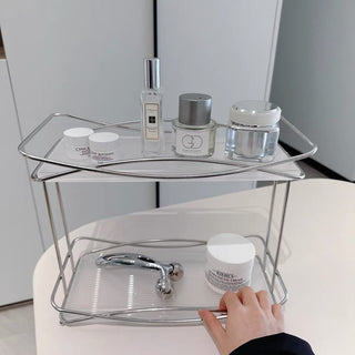 Stainless Steel Cross Frame Two-Tier Storage Rack   Cosmetic Storage