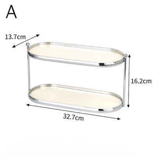 Stainless Steel Frame Oval Two-Tier Storage Rack   Perfume Storage