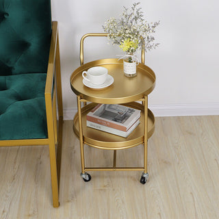 Gold Castered Tier Tray Wagon Storage Cart