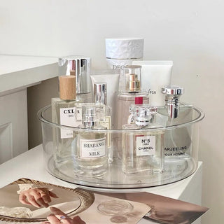 Clear Deep Round 360 Degree Rotating Cosmetic Storage Tray