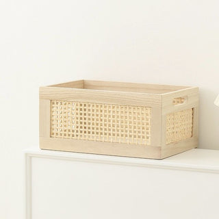 Wood Bamboo Storage Basket Set of 2 in