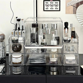 Piece Set Clear Silver Large Capacity Cosmetic Storage Box
