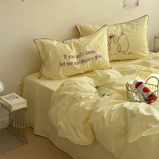 Piping Embroidery Washed Cotton Duvet Cover Set  Bed Cover