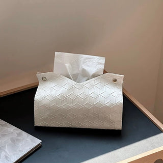 Geometric Pattern Embossed Faux Leather Tissue Case