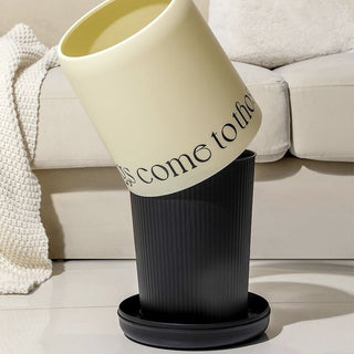 Two-tone lettering dustbin trash can