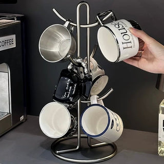 Silver Simple Cup Stand Rack Storage Mug Tree