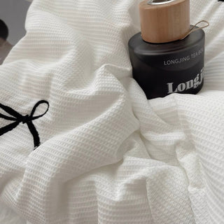 Ribbon Frill Waffle Duvet Cover Set
