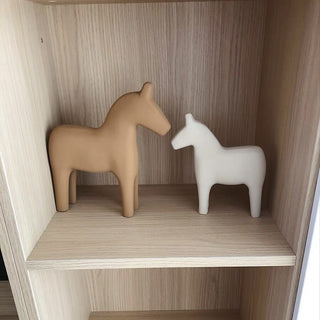 Set of 2  Horse Motif Wood Ornament Figurine