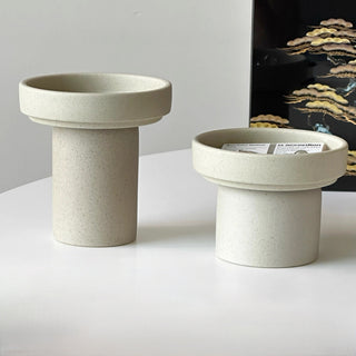 Natural Ceramic Footed Accessory Tray   Candle Holder