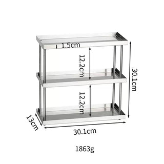Stainless steel silver simple three-tier display rack cosmetic storage