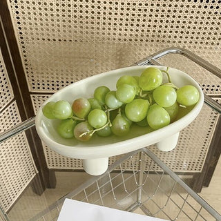 Footed Ceramic Oval Tray Plate