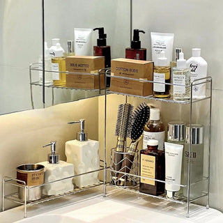 Stainless steel two-tier high-type simple slim storage rack silver
