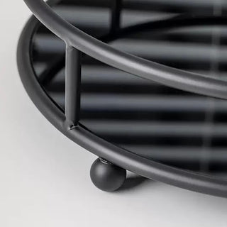 Black Iron Acrylic Round Tray Perfume Storage Cosmetic Storage Mirror Finish