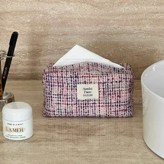 Pink Mix Tweed Tissue Case  Tissue Cover