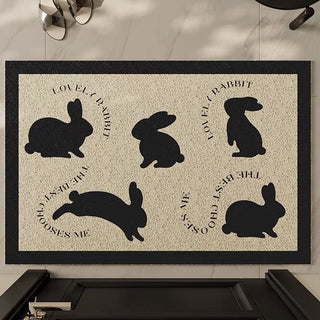 Rabbit pattern entrance mat 50 x 80 cm mud-removing mat