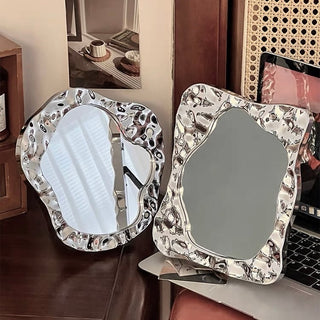 Silver Textured Tabletop Mirror  Mirror Tray