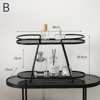 Silver Frame Oval Two-Tier Display Rack  Storage