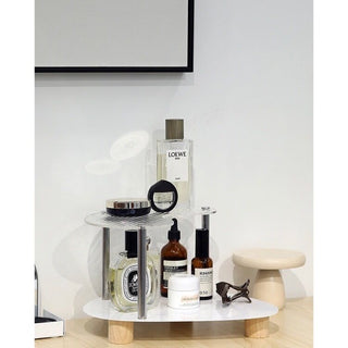 Acrylic Wood Wave Two-Tier Storage Rack  with Tray