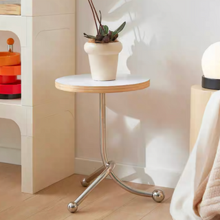 Stainless steel twisted leg round mini side table