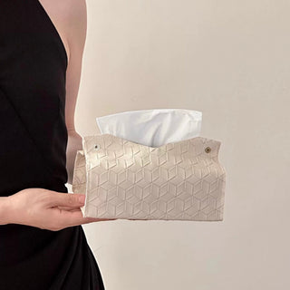 Geometric Pattern Embossed Faux Leather Tissue Case