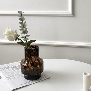 Leopard print glass flower vase