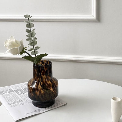 Leopard print glass flower vase