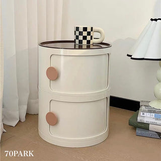 Round Two-Tier Storage Cylindrical Rack Side Table