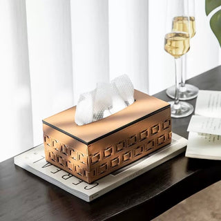 Braided Geometric Pattern Leather Tissue Box  Tissue Case