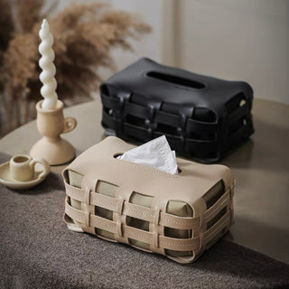 Open Braided Faux Leather Tissue Case