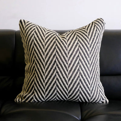 Black Herringbone Pattern Cushion Cover 45x45 Monotone